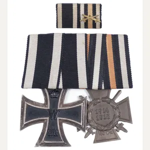 Double ribbonbar with Iron Cross + Ehrenkreuz für Frontkämpfer + …