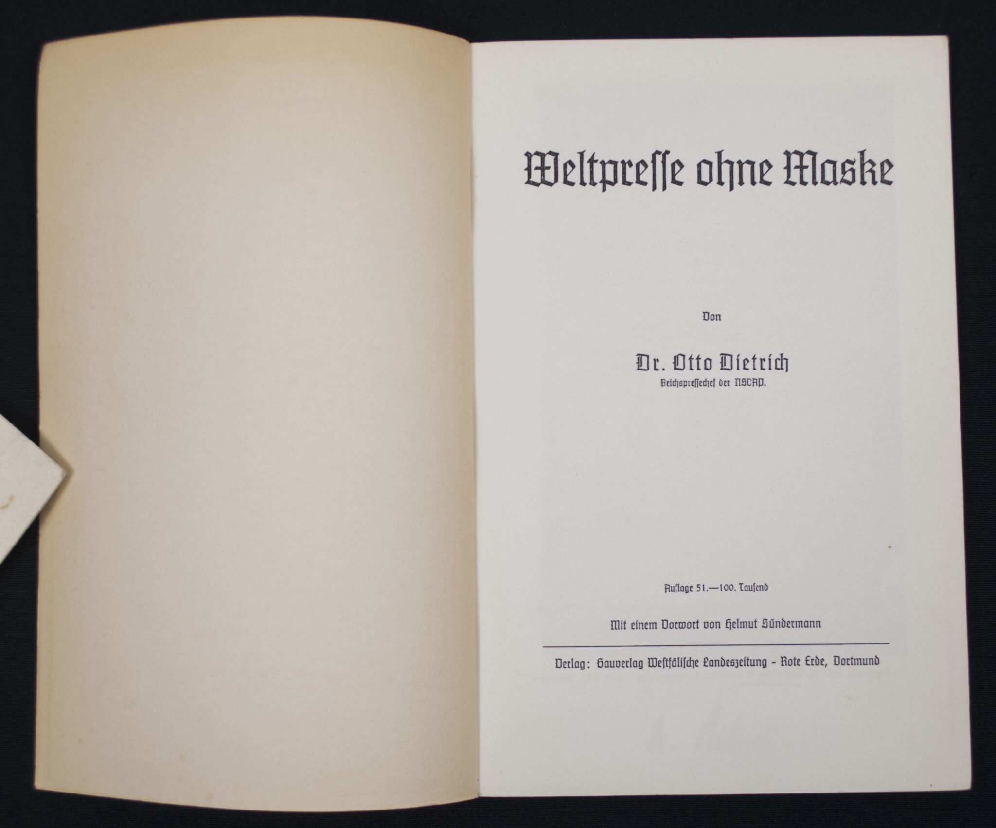 (Brochure) Otto Dietrich – Weltpresse ohne Maske (1937) — image 2
