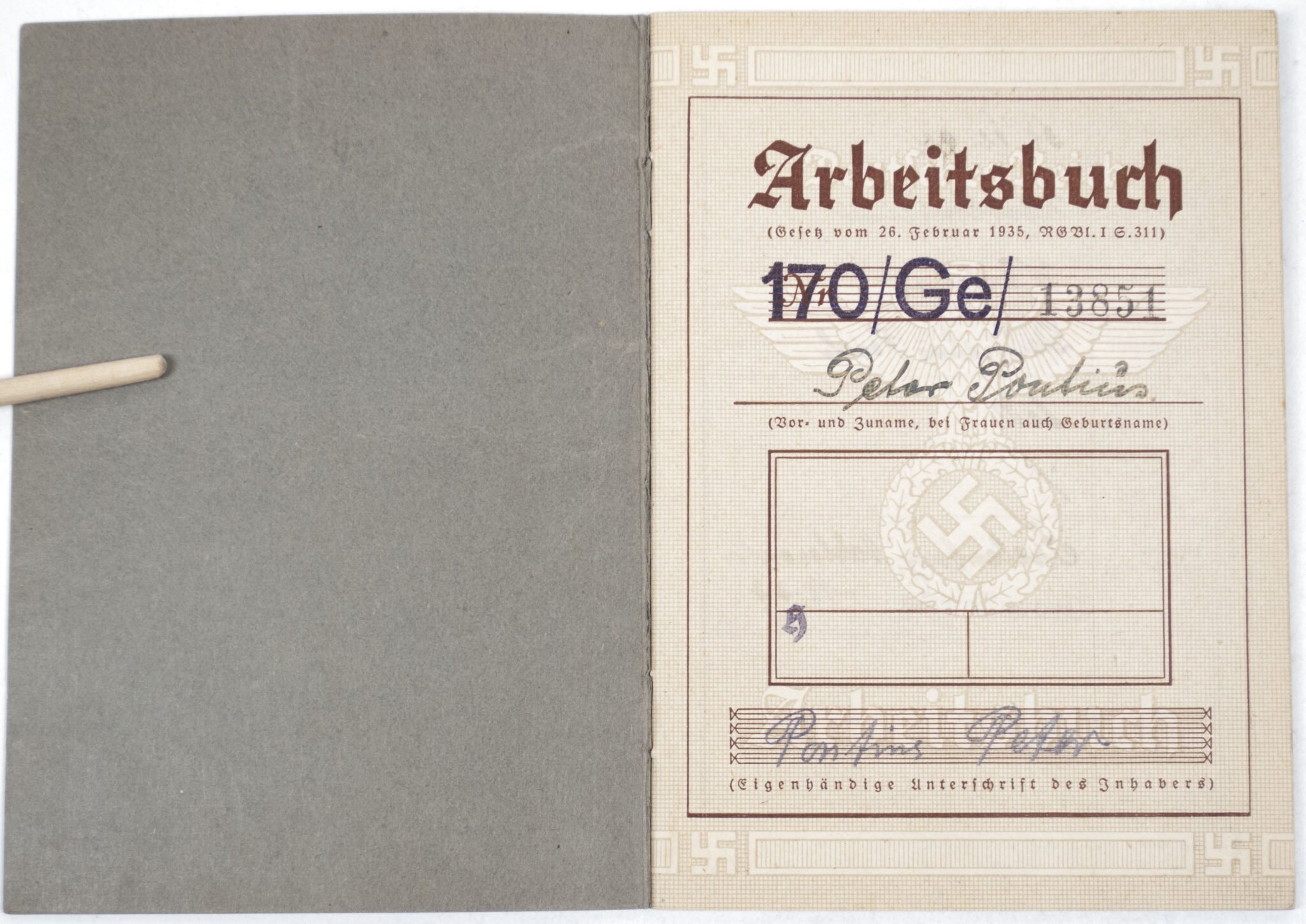 Arbeitsbuch second type from Arbeitsamt Erkelenz (1937) — image 2