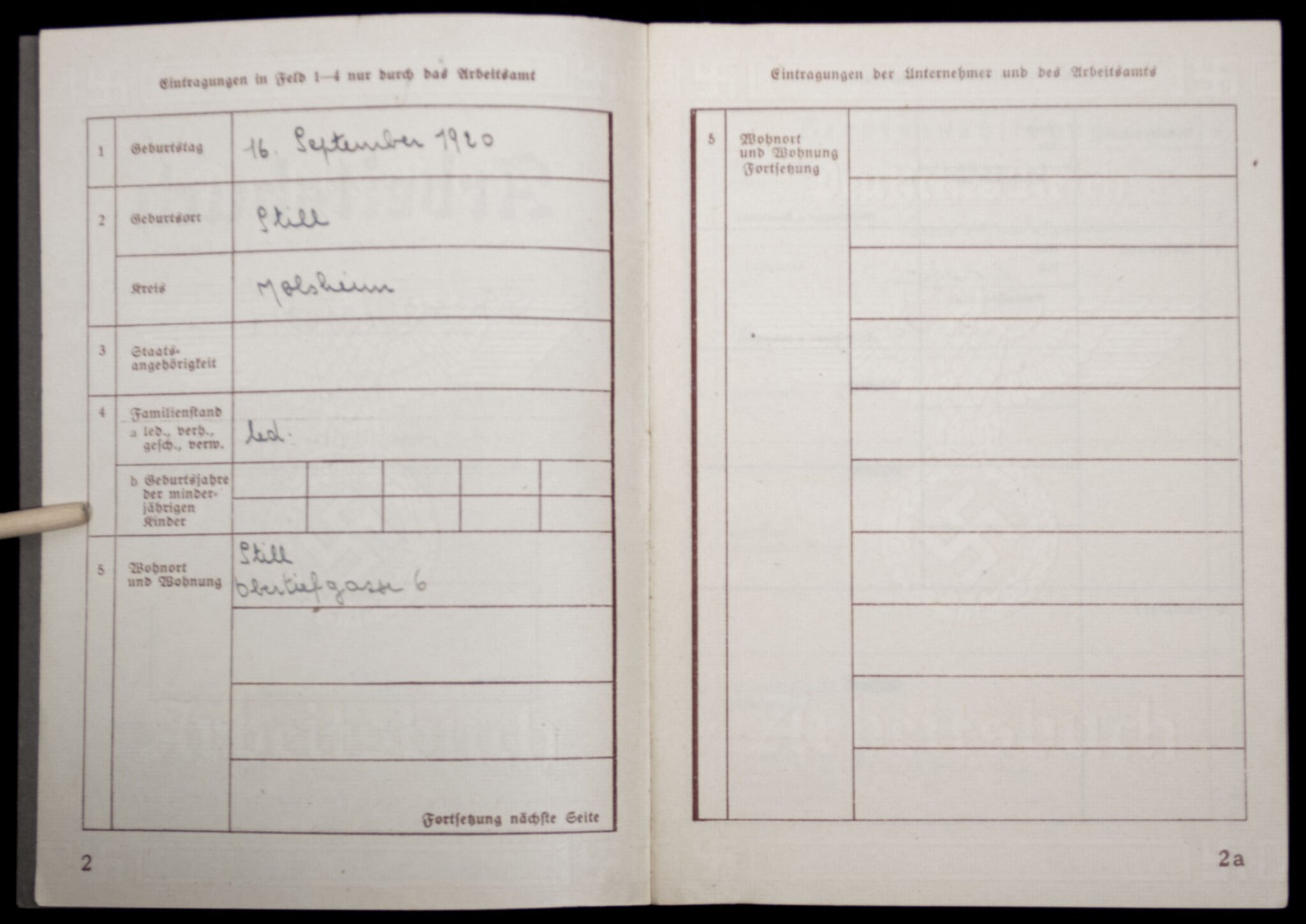 Arbeitsbuch second type from Arbeitsamt Strassburg (with Schwimmwagen factory stamp!) — image 3