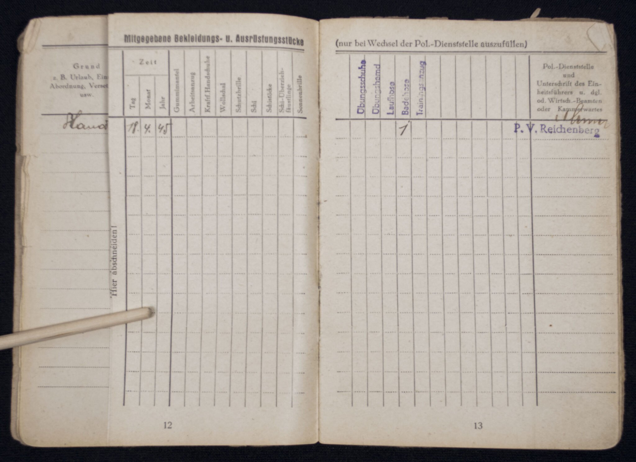 SS Polizei Soldbuch from Reichenberg (1945) — image 10