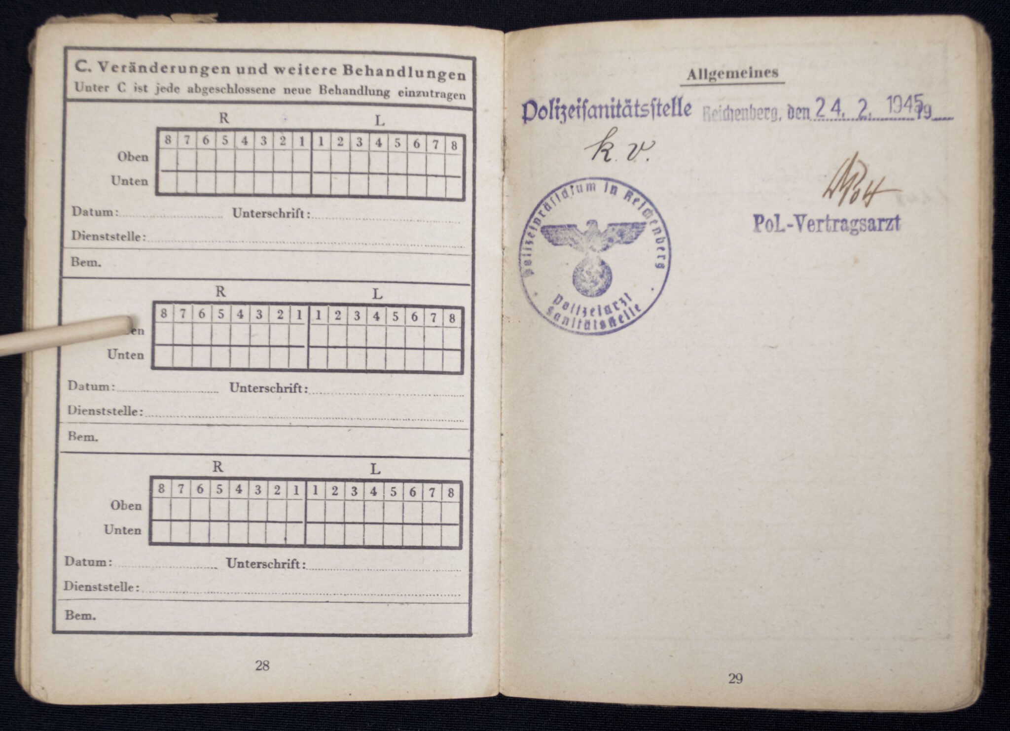 SS Polizei Soldbuch from Reichenberg (1945) — image 12