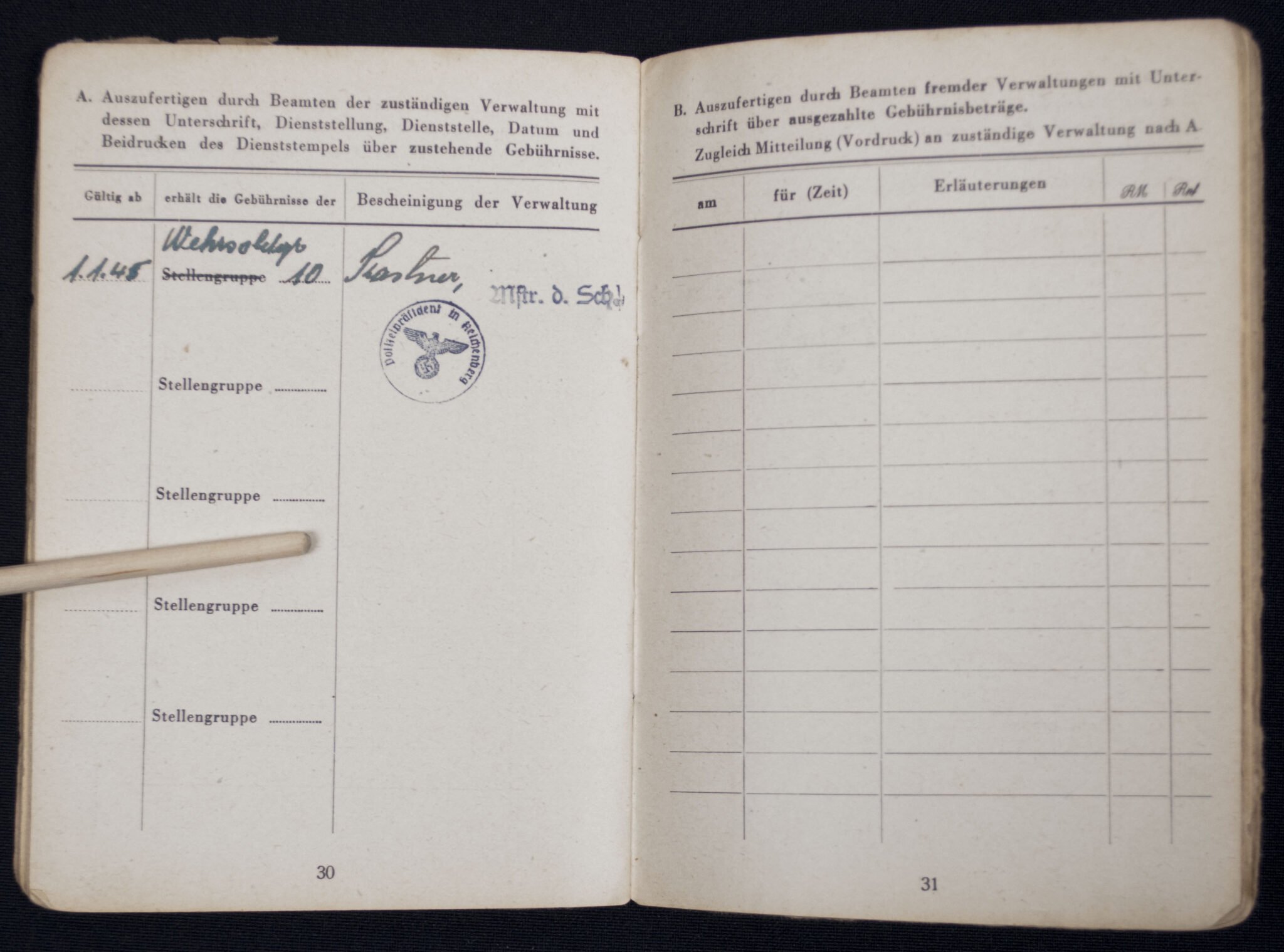 SS Polizei Soldbuch from Reichenberg (1945) — image 13