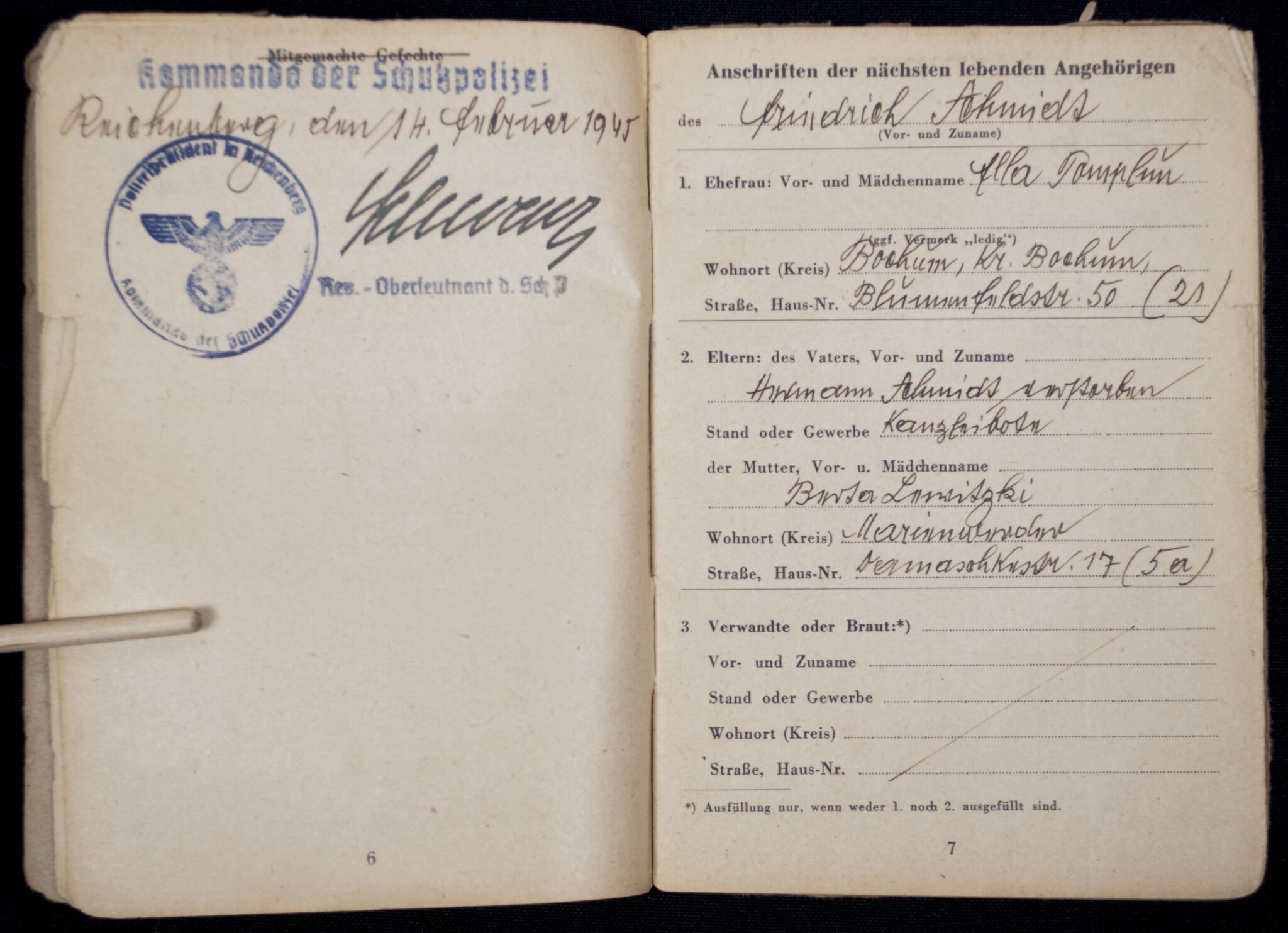 SS Polizei Soldbuch from Reichenberg (1945) — image 7