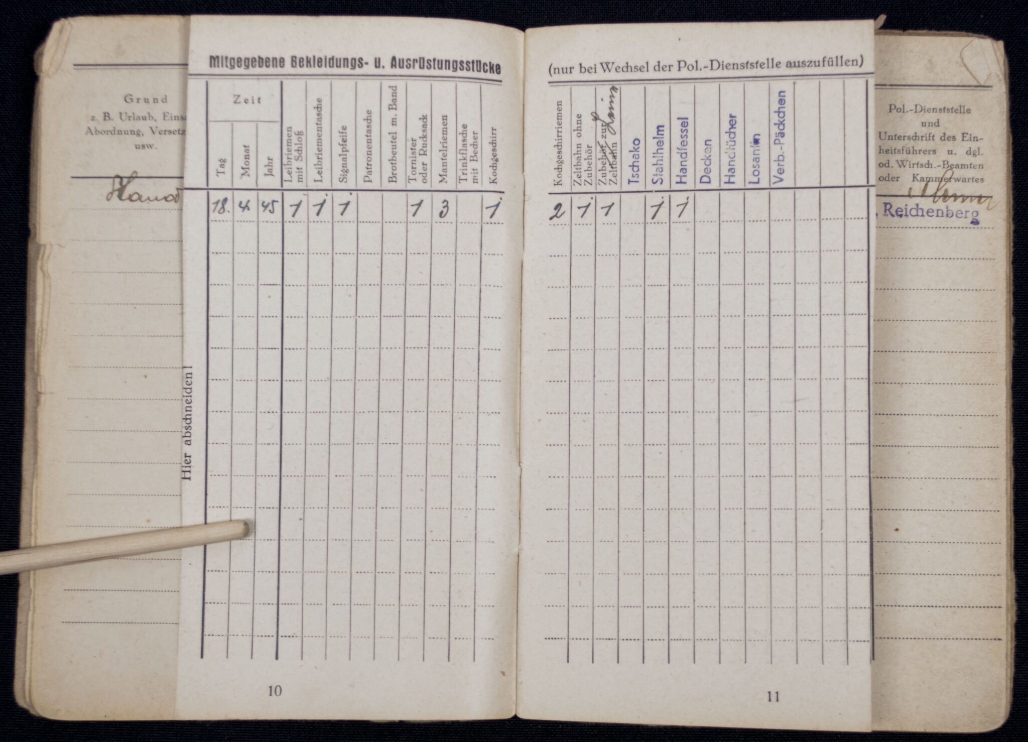 SS Polizei Soldbuch from Reichenberg (1945) — image 9