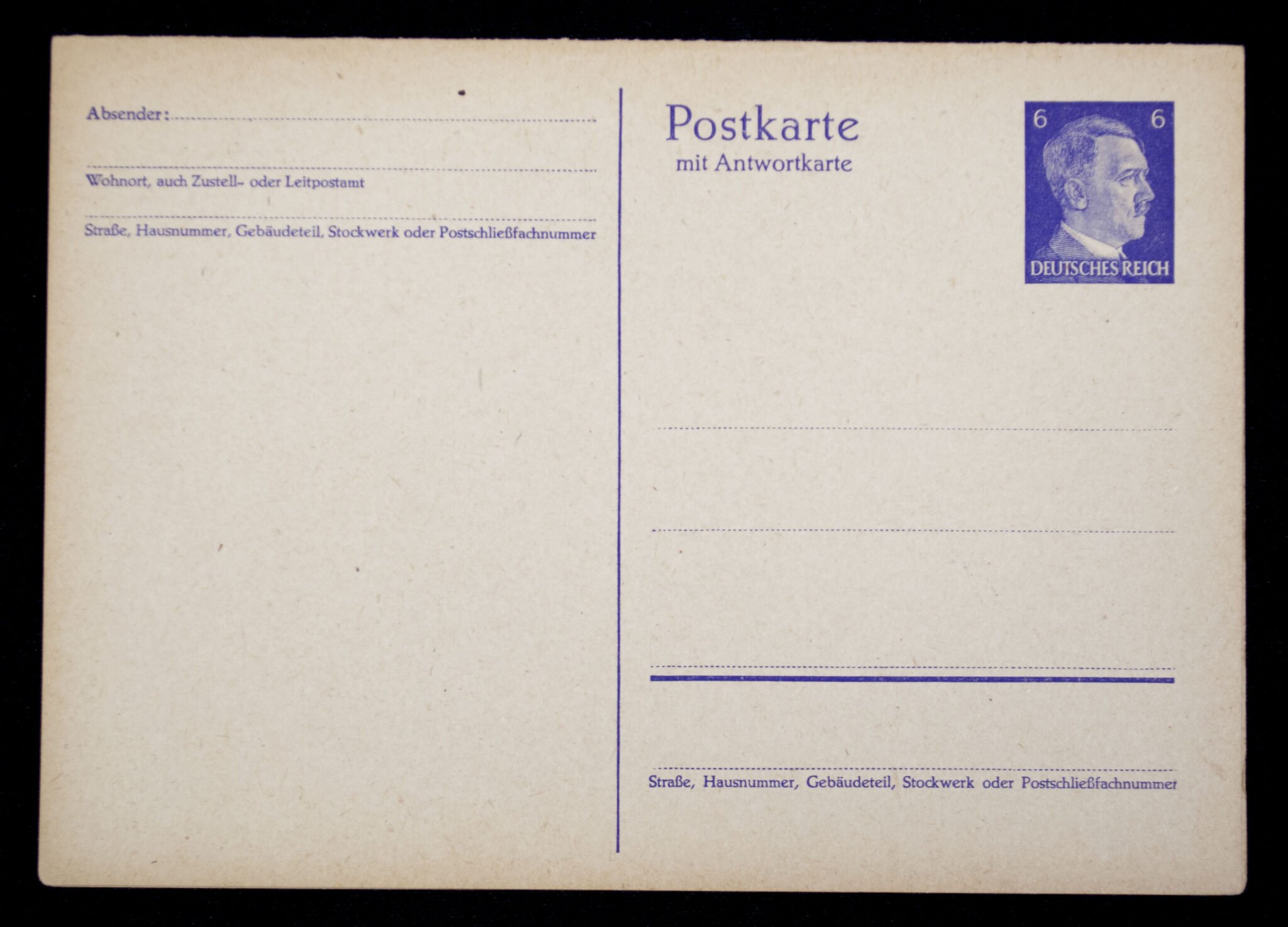 (Postcard) Adolf Hitler stamped Postkarte mit Antwortkarte (6x) — image 2