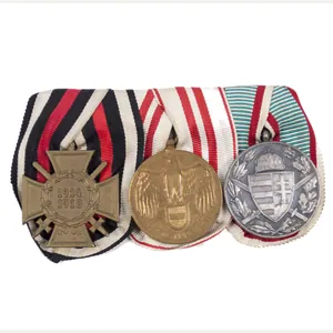 German WWI Medalbar with Frontkämpferkreuz, Austrian and Bulgarian commemorative medals