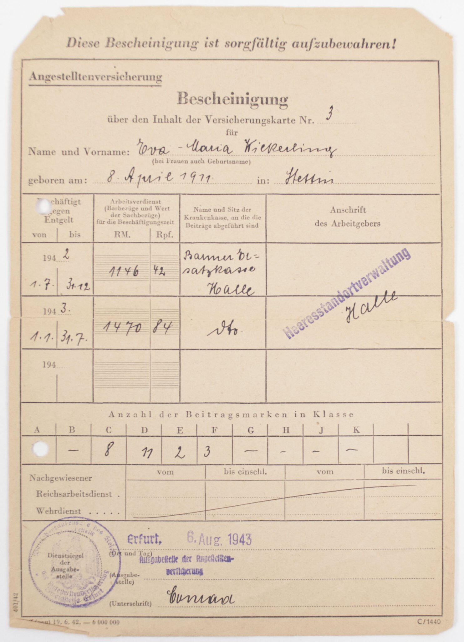 Arbeitsbuch second type Arbeitsamt Halle (with Siebel Flugzeugwerke stamp) — image 12