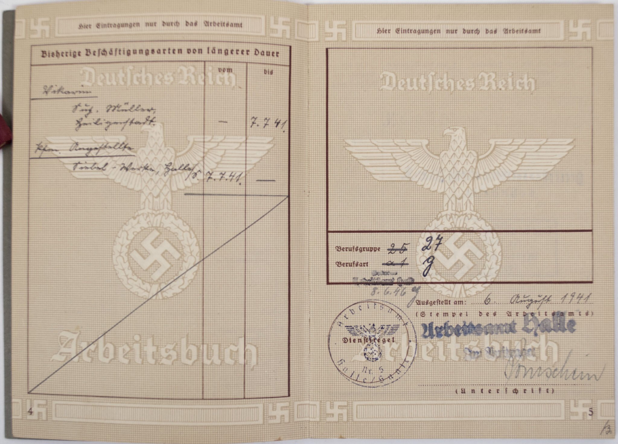 Arbeitsbuch second type Arbeitsamt Halle (with Siebel Flugzeugwerke stamp) — image 7