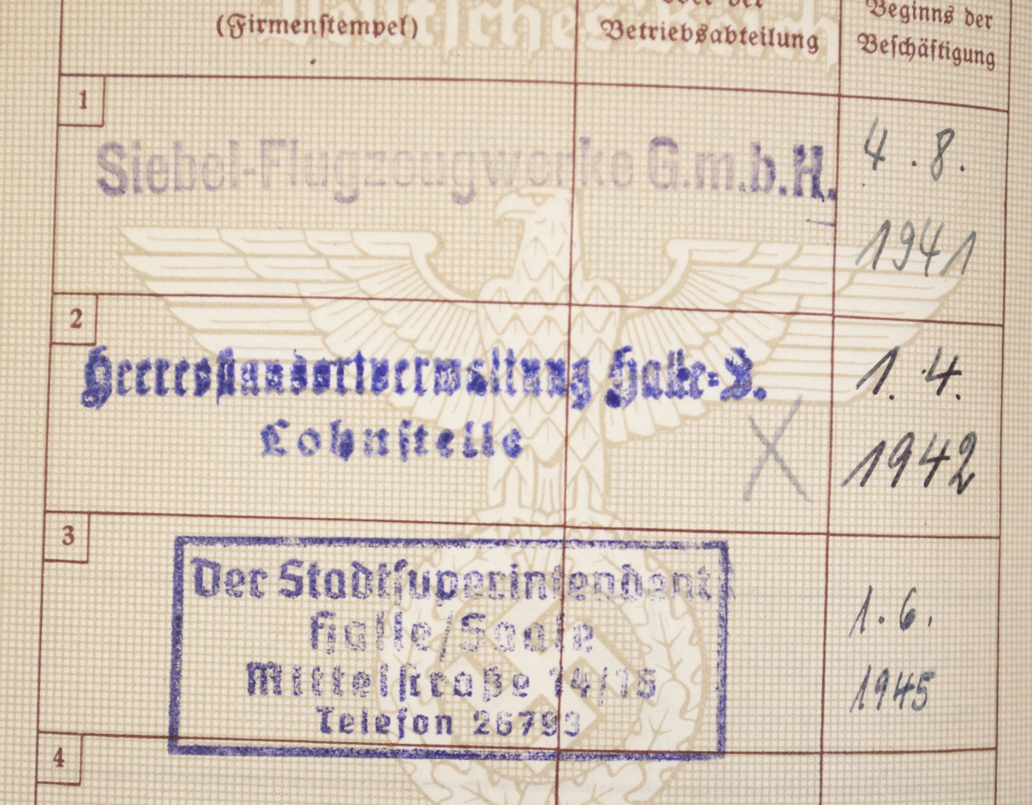Arbeitsbuch second type Arbeitsamt Halle (with Siebel Flugzeugwerke stamp) — image 9