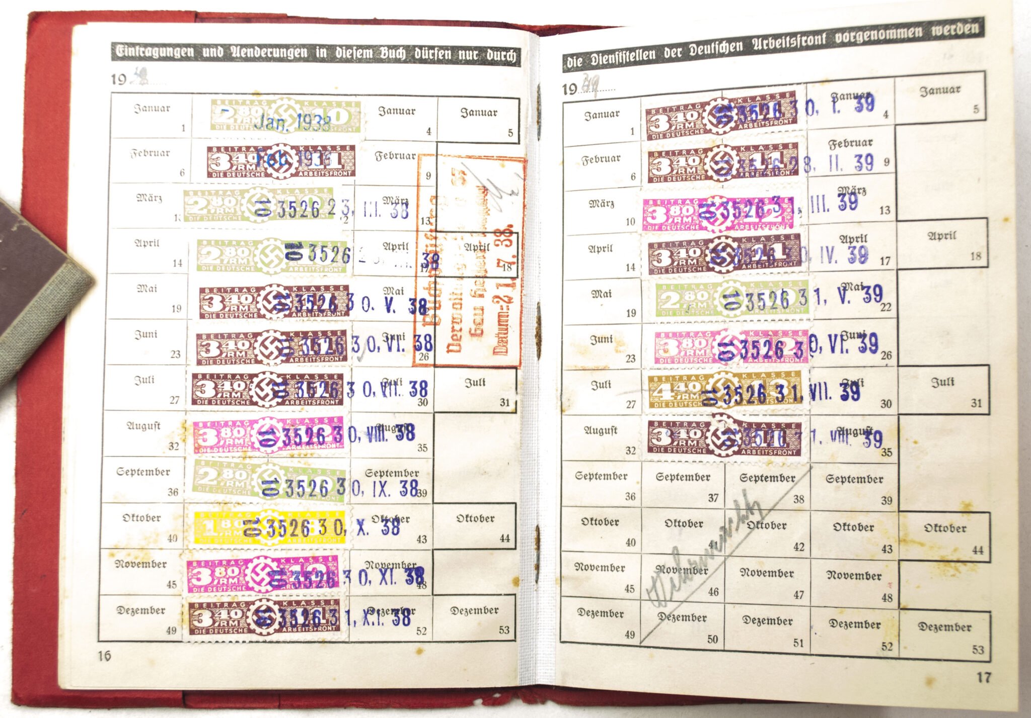 Deutsche Arbeitsfront (DAF) Mitgliedsbuch rare variation with cover + photo's — image 10