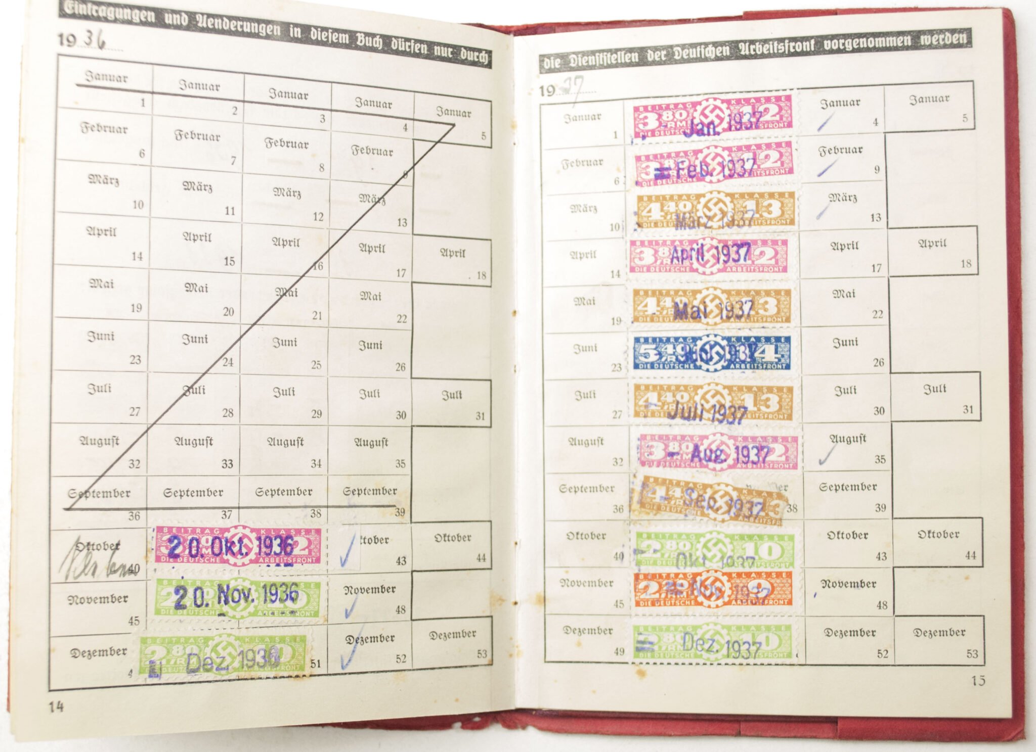 Deutsche Arbeitsfront (DAF) Mitgliedsbuch rare variation with cover + photo's — image 9