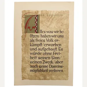 WWII German NSDAP Wochenspruch Dr. Goebbels