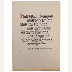 WWII German NSDAP Wochenspruch (Paul Eigendorf) (1940)