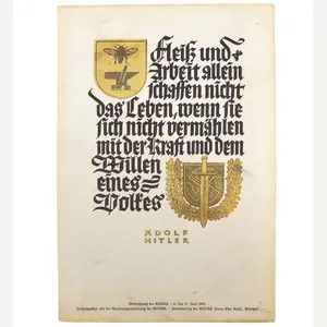 WWII German NSDAP Wochenspruch (Hitler) with gold details (1939)