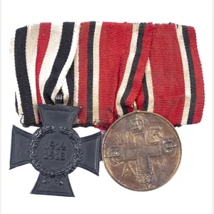 (Prussia) Female medalbar with Witwenkreuz + Prussian Red Cross medal