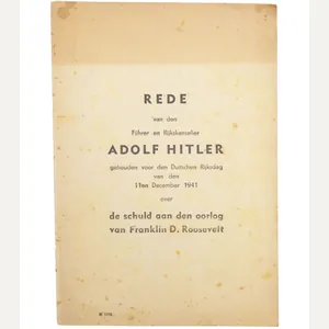 (Brochure) Rede van den Führer en Rijkskanselier Adolf Hitler…