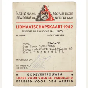 NSB Membercard / Lidmaatschapskaart (1942)