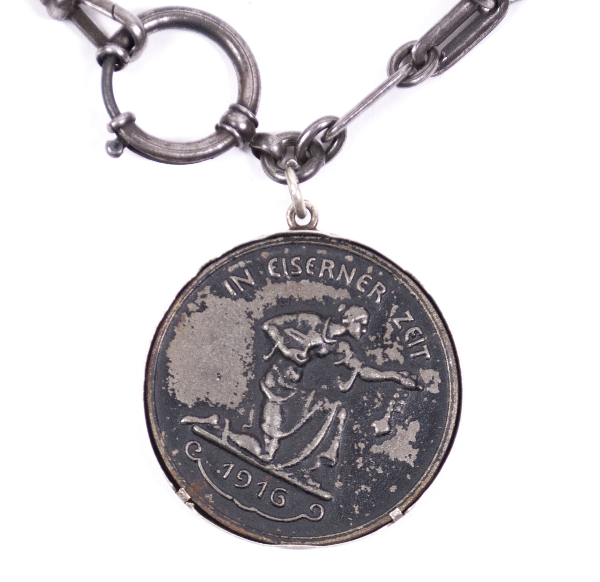 WWI 'Gold gab ich für Eisen' watch-chain and medal — image 2