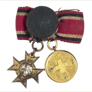 WWI Baden/Preussen Miniature double buttonhole medal with Baden Kriegsverdienstkreuz + …