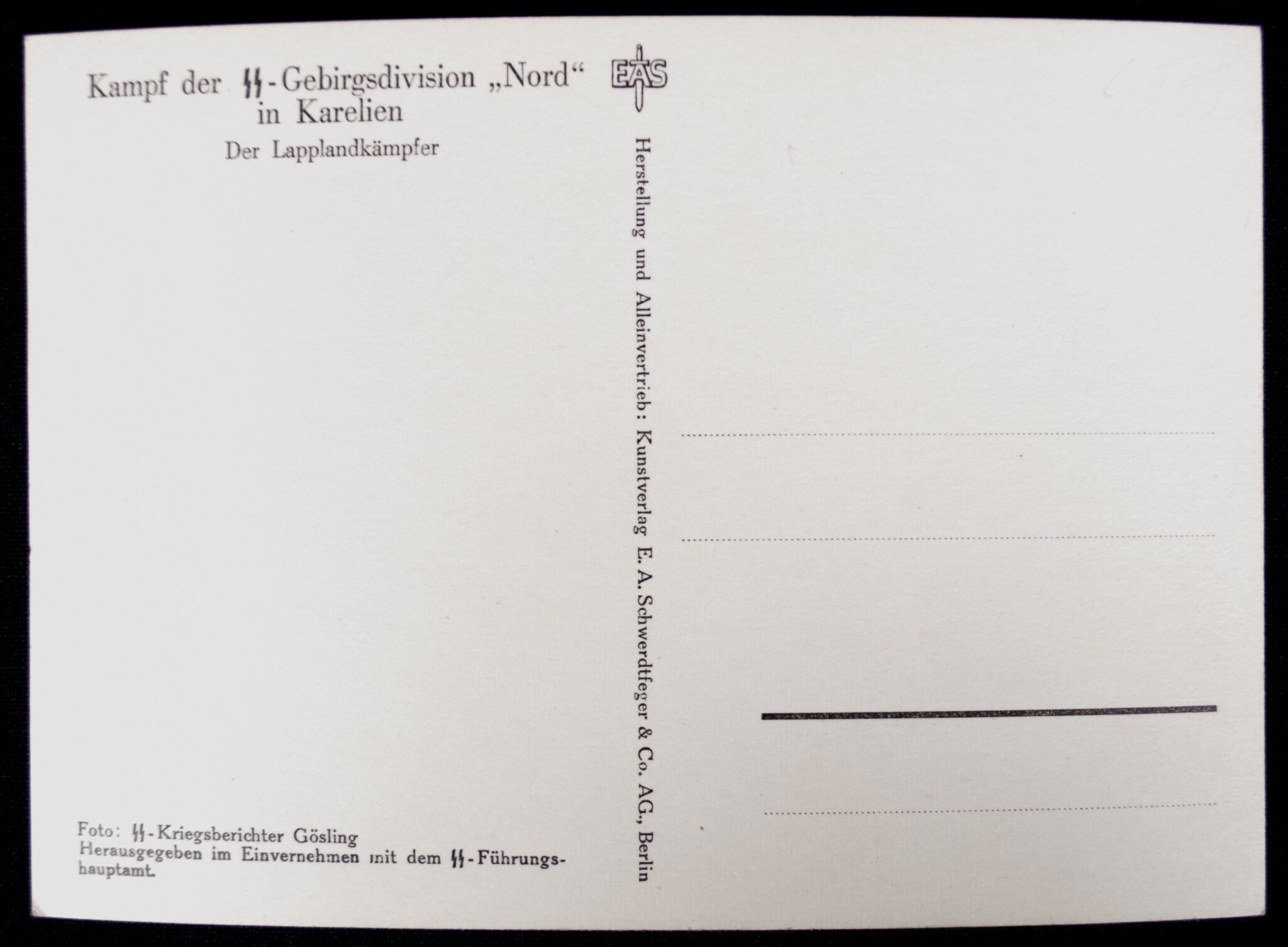 (Postcard) Waffen-SS – Kampf der SS-Gebirgsdivision 'Nord' in Karelien – Der Lapplandkämpfer — image 3