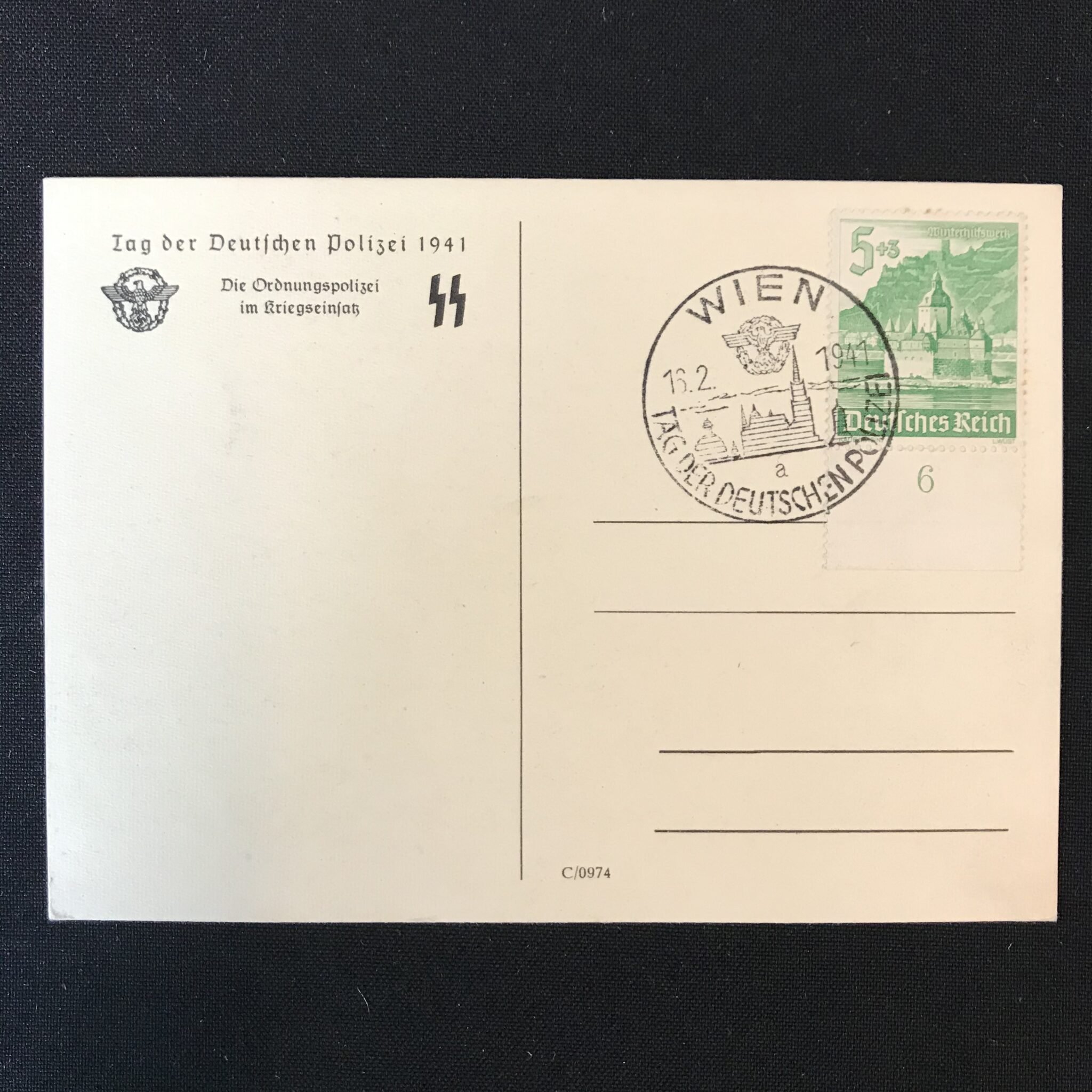 (Postcard) Tag der Deutschen Polizei – Die Ordnungspolizei im Kriegseinsatz SS (1941) — image 2
