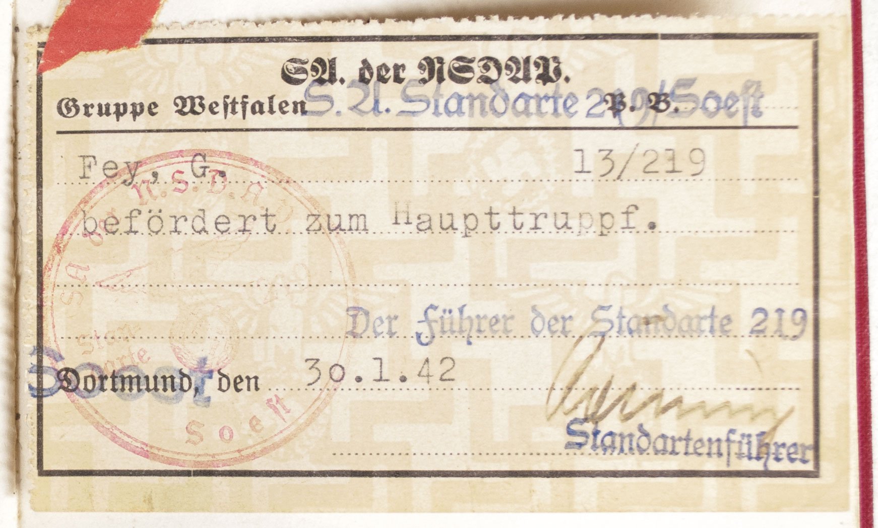 NSDAP Mitgliedsbuch (Memberbooklet) With early style eagle (1934) — image 13