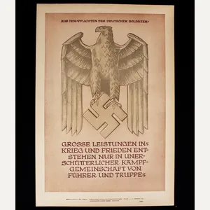 WWII German NSDAP Wochenspruch (propaganda miniposter) 'Pflichten des Deutschen Soldaten'