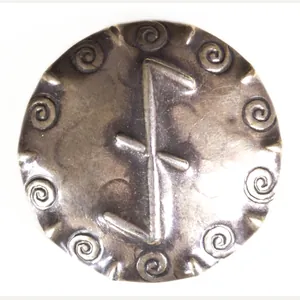 Cultural Brooch 'Wolfsangel' by maker Christian Deininger. Hallmarked 800 silver …