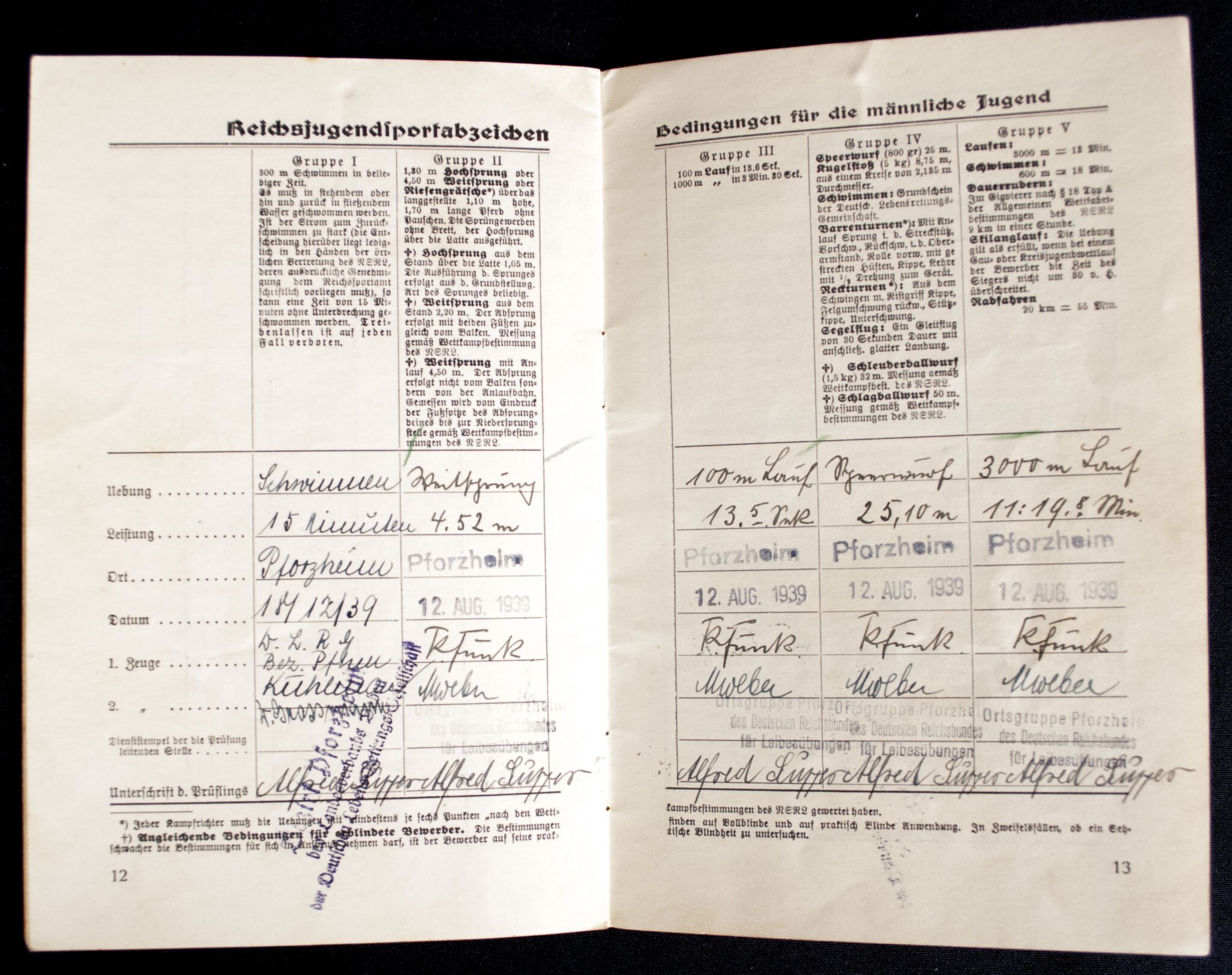 WWII German RJA Sports Proficiency badge Leistungsbuch with passphoto — image 3