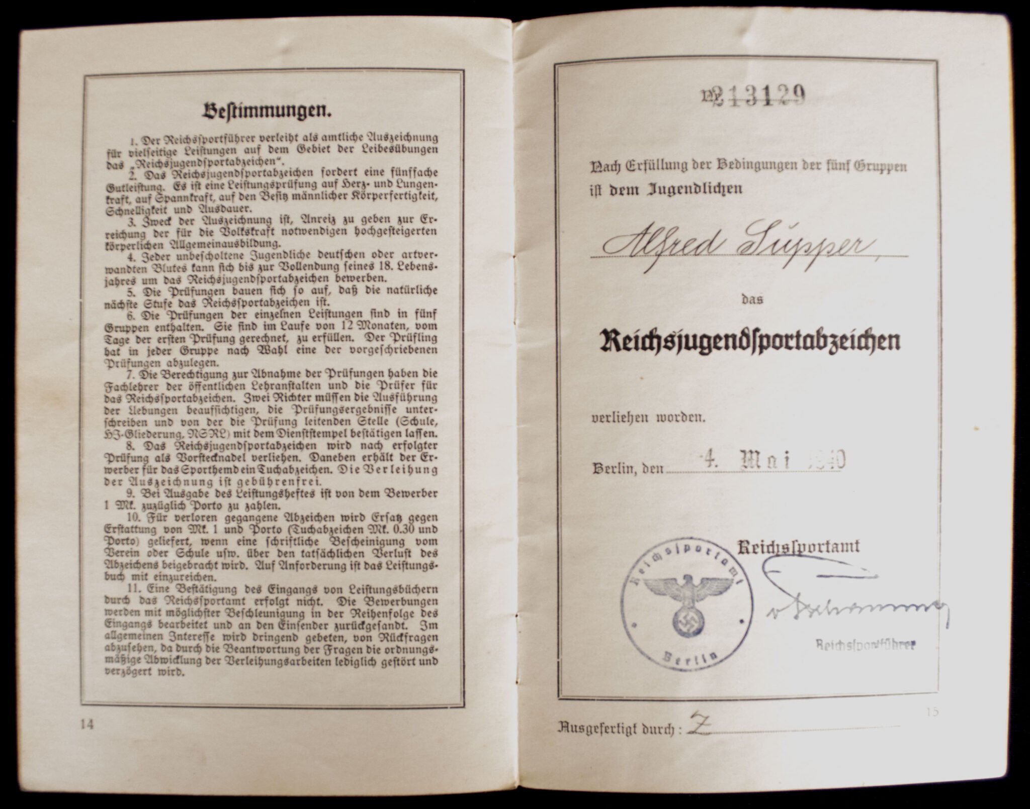 WWII German RJA Sports Proficiency badge Leistungsbuch with passphoto — image 4