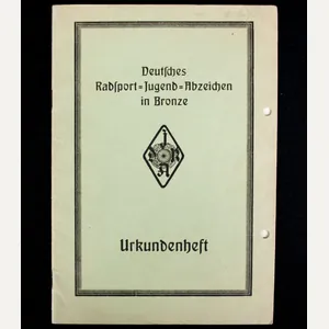 Deutsches Radsport Jugend Abzeichen in Bronze Urkundenheft