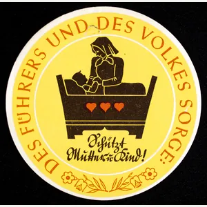 WHW Winterhilfswerk Strassensammlung Türplakette 'Schützt Mutter und Kind (1933)