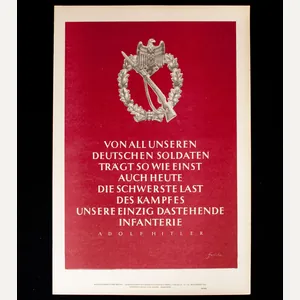 WWII German NSDAP Wochenspruch (propaganda miniposter) – Infanterie Sturmabzeichen 1942