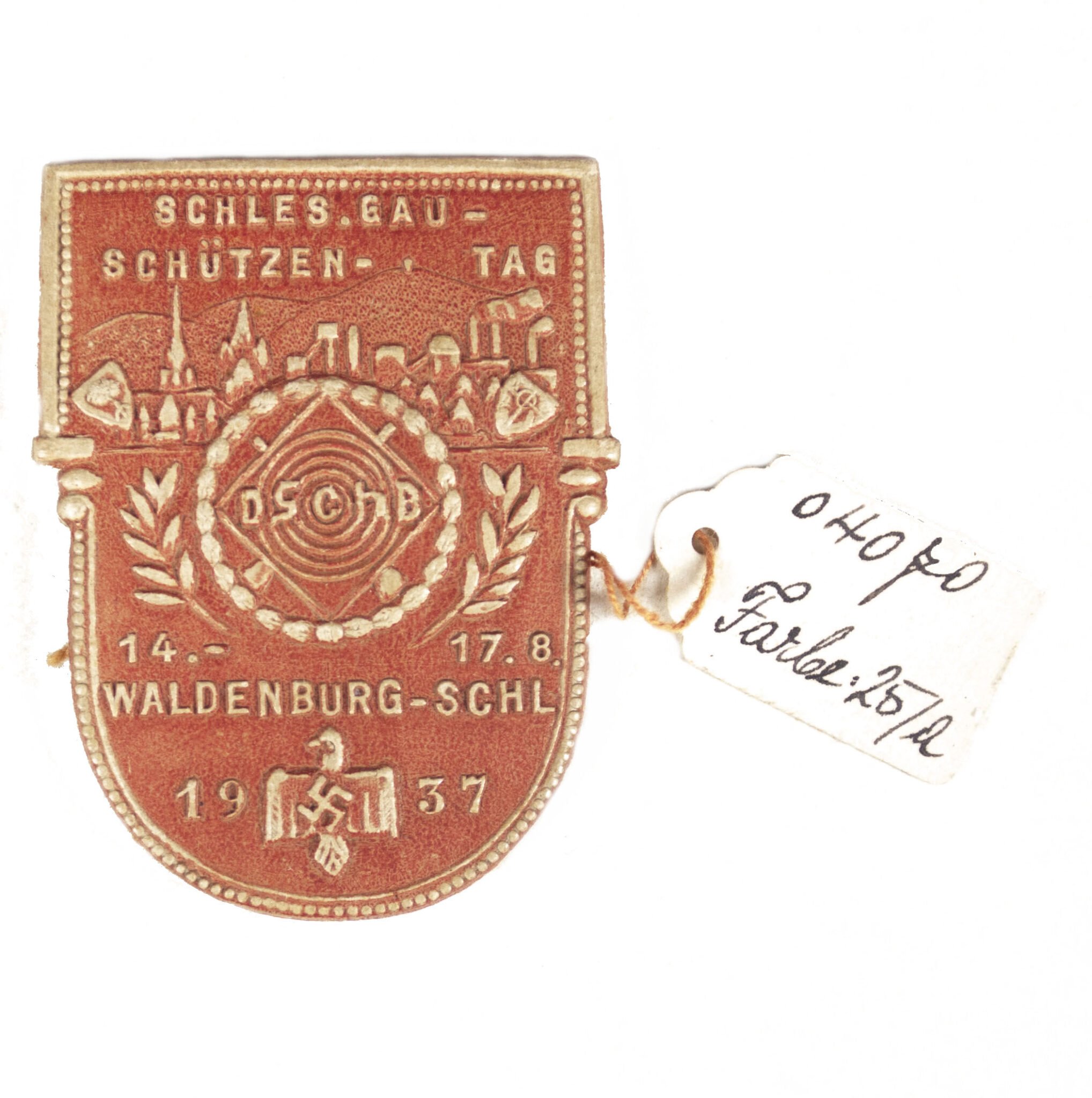 Schles. Gau-Schützen Tag 14.-17.8.1937 Waldenburg-Schlesien (with tag) — image 2