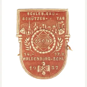 Schles. Gau-Schützen Tag 14.-17.8.1937 Waldenburg-Schlesien (with tag)
