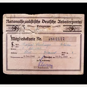 NSDAP Mitgliedskarte 1940 NSDAP membercard (1940)