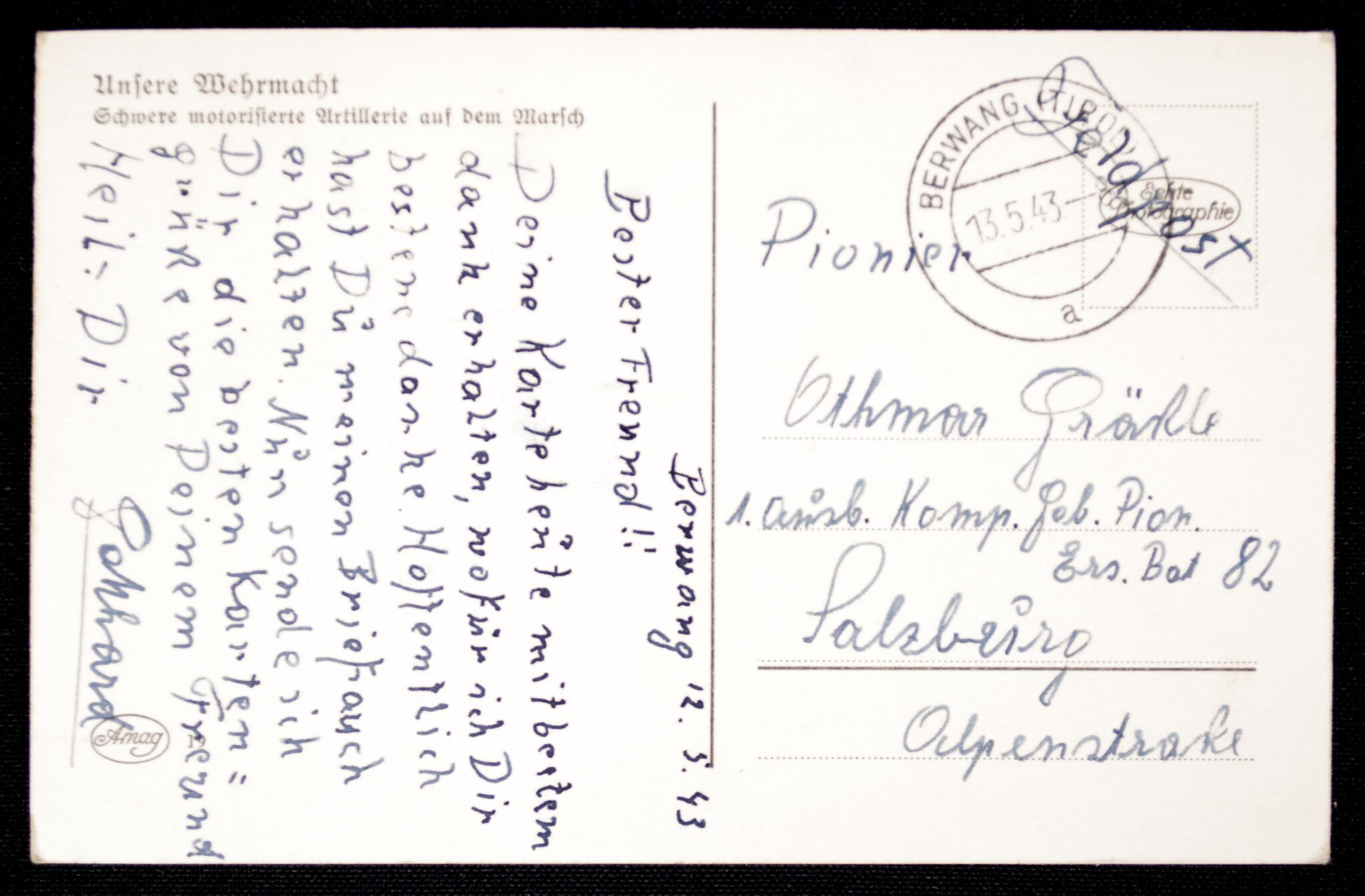 (Postcard) Unsere Wehrmacht Schwere Motorisierte Artillerie auf dem marsch — image 2