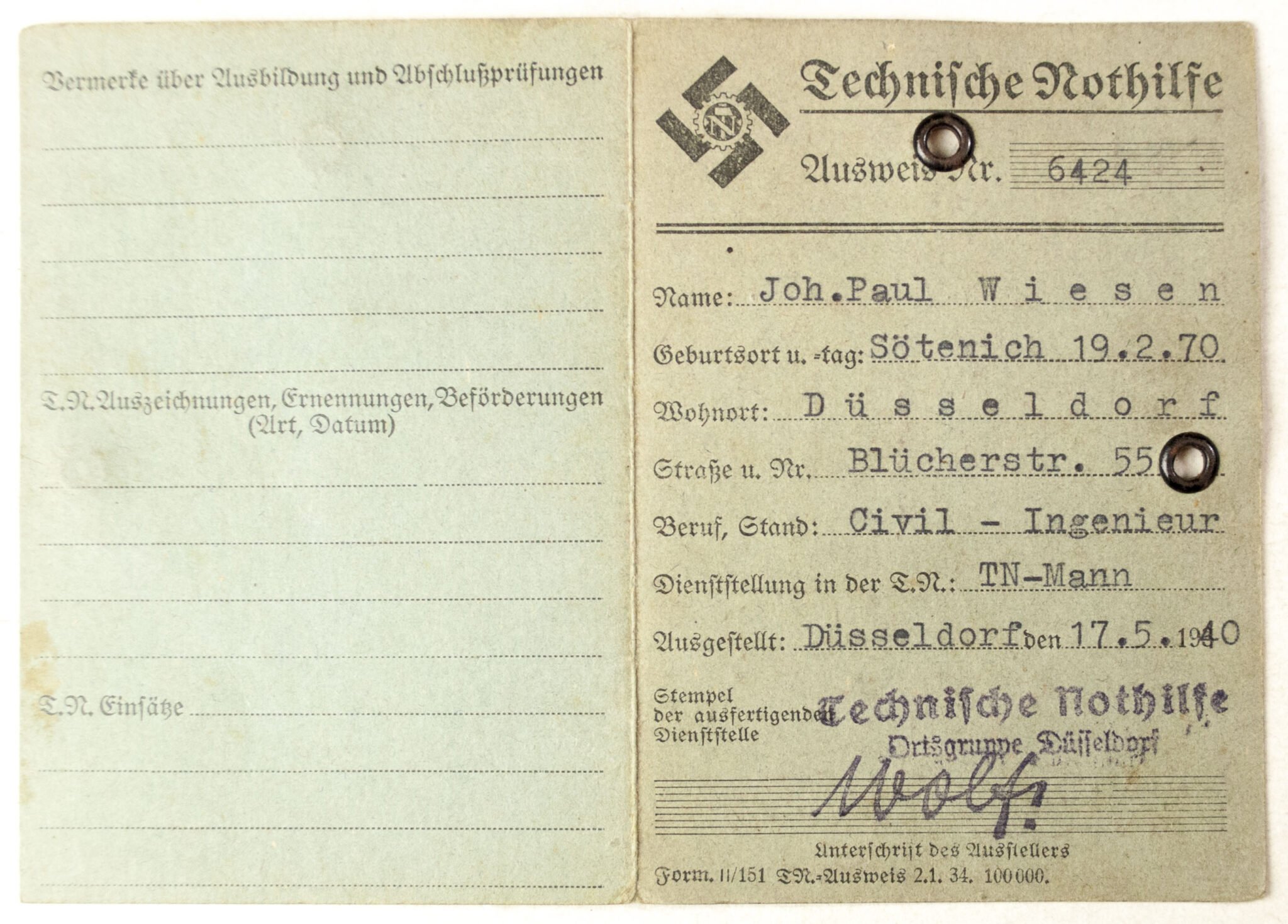 Technische Nothilfe (TN) ausweis with passphoto (Düsseldorf) — image 5