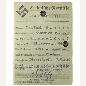 Technische Nothilfe (TN) ausweis with passphoto (Düsseldorf)
