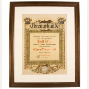 Adolf Hitler Honorary Citizenship Citation of Solln