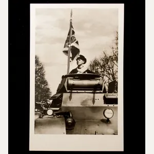 Postcard: Panzer with fahne (Flag)
