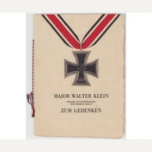 Major Walter Klein Knight's Cross Commemorative Folder