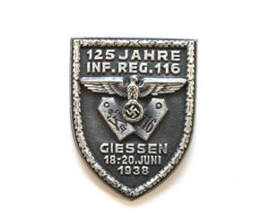 Rare '125 Jahre Inf.Rgt.116' 1938 Badge