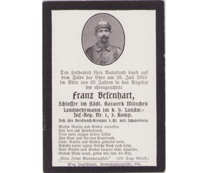 WW1 Death Notice 1915 (France)