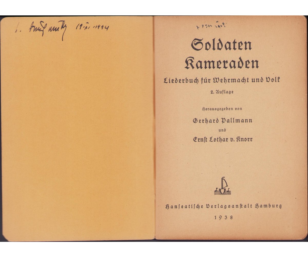 'Soldaten Kameraden' Wehrmacht Liederbuch (1938) — image 2