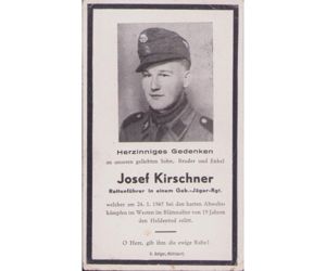 Death Notice SS-Gebirgsjäger Josef Kirschner (1945)