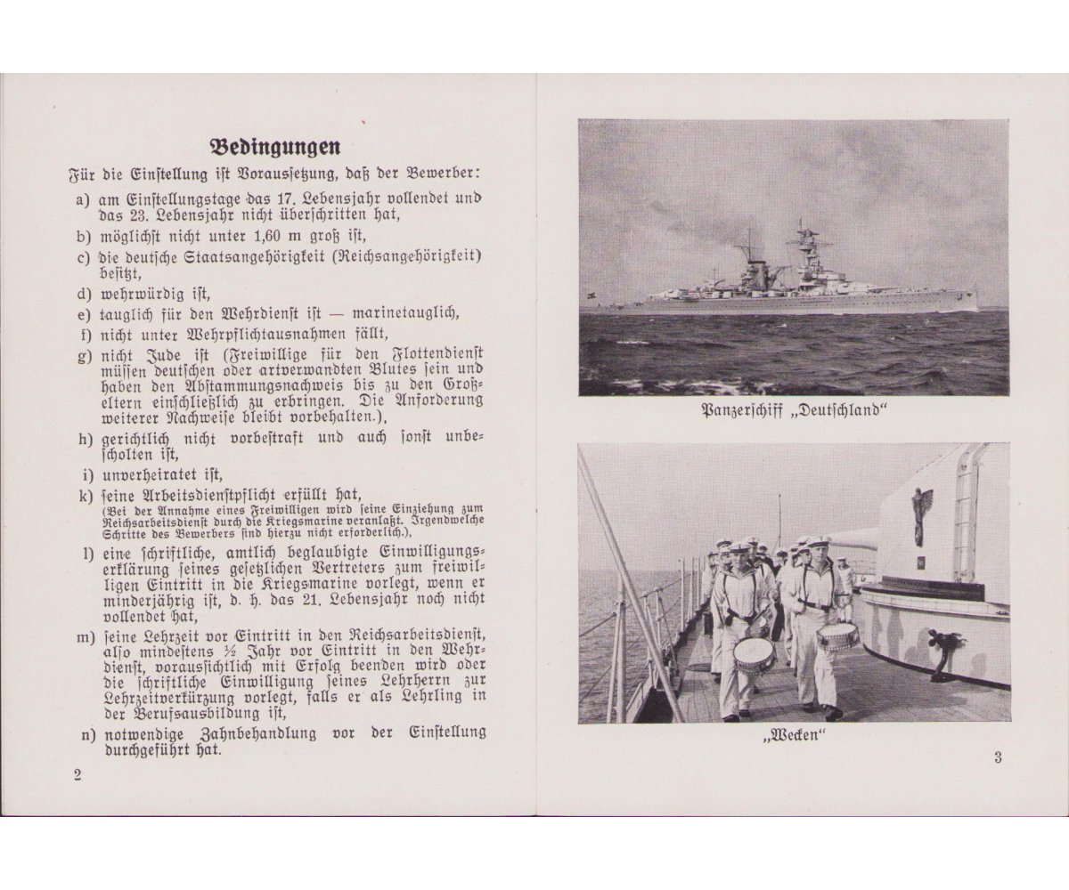 Kriegsmarine Recruiment Booklet — image 2