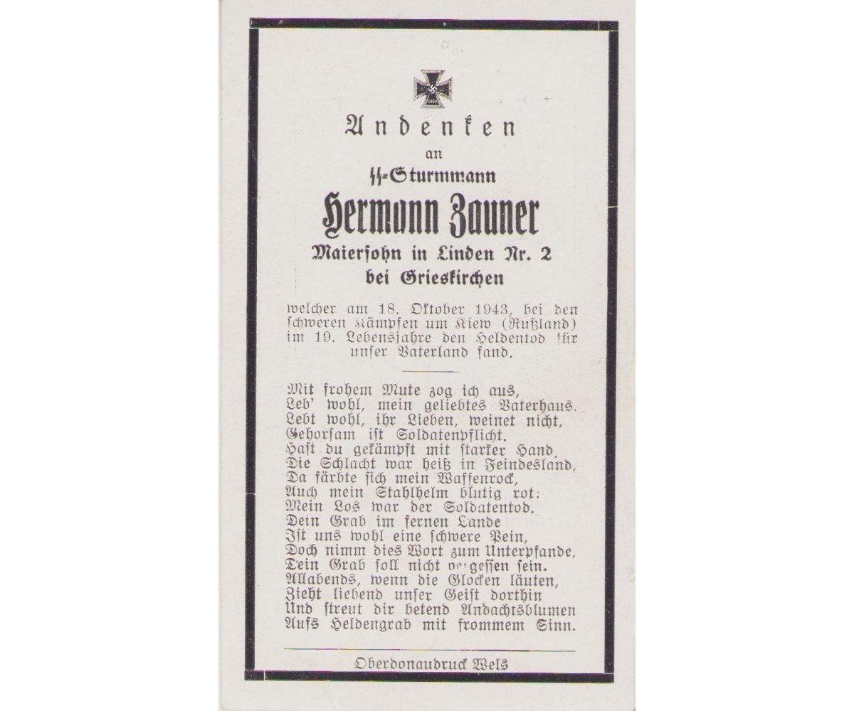 Death Notice SS-Sturmmann — image 2