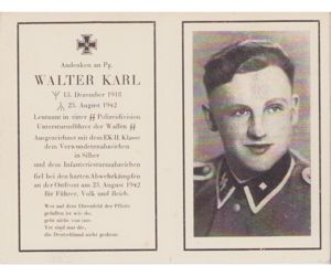 SS-Pol. Leutnant Death Notice 1942